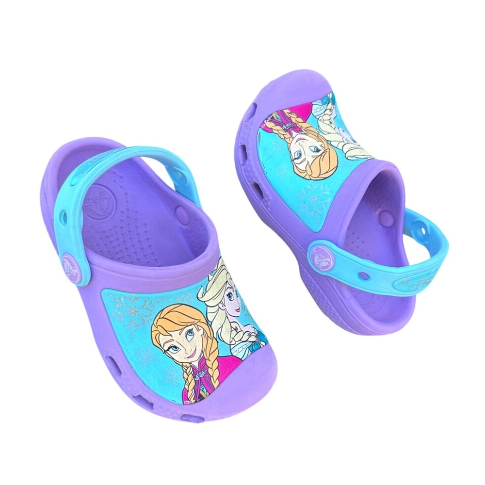 Crocs Disney Frozen Elsa And Anna Kids Clogs Toddler Size 8/9 Purple‎ Sandals